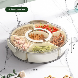 Sự Lựa Chọn Vui Vẻ Di Động Xoay 6-Ngăn Nhà Bếp Gia Vị Lưu Trữ Hộp Trong Suốt Công Suất Lớn Khay Trái Cây Với Nắp Và Xử Lý - Product Image 3