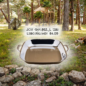 Assiettes de service carrées jetables écologiques en acier inoxydable 304, design à double anse, durables et compatibles lave-vaisselle pour camping et cuisine - Product Image 3