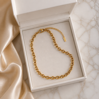 Collier tendance en acier inoxydable plaqué or 18 carats avec chaîne « nez de cochon » 2026, prêt à être expédié en gros pour femmes et hommes