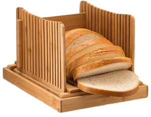 Pengiris roti bambu roti kompak, dengan panduan pemotong yang dapat dilipat, nampan remah rumah dan aksesori dapur untuk memotong blok - Product Image 2