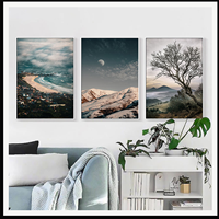 Poster Dinding Nordik Koleksi Pemandangan Alam Kanvas untuk Ruang Tamu Kamar Tidur Kantor Hotel Interior Alam yang Tenang
