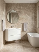 Dalles de marbre beige turc poli - Escaliers, comptoirs de salle de bain BURSA LIGHT EMPERADOR, carreaux de sol et de mur finition crème veinée, finition mate