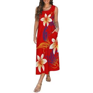 Vestido Chaleco con Bolsillos para Mujer, Diseño Personalizado Más Vendido, Vestidos sin Mangas con Cuello Redondo Estampados de Nueva Zelanda, Vestido con Diseño Hawaiano - Product Image 4