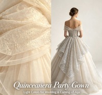 Tissu en dentelle de tulle brodé de paillettes 100% polyester, maille à paillettes pour jupe Pollera, robe de Quinceanera, robe de carnaval