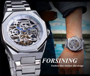 Relojes de Pulsera Mecánicos Forsining para Hombre, Relojes Automáticos Plateados, Relojes Esqueleto con Tourbillon, Reloj Luminoso, Relogio Masculino - Product Image 6