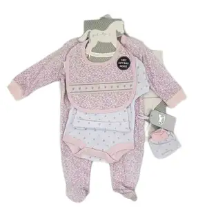 Pyjama en coton doux pour bébé barboteuse ensemble bébé cadeau 5 pièces ensemble nouveau-né bébé ensemble usine en gros impression personnalisée