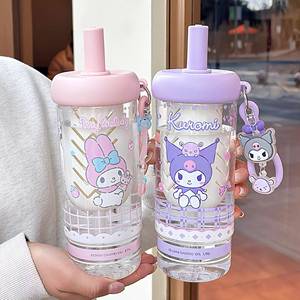 Botella de agua de plástico Kuromi Pochacco con pajita de 500 ml, taza de dibujos animados para niños, para uso escolar. - Product Image 3