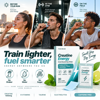 Bandes de créatine énergisantes à dissolution orale, vitamines B, taurine, électrolytes, sans caféine, film à dissolution rapide, marque privée OEM