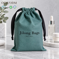 Sac en coton écologique avec cordon de serrage, pochette à ruban noir pour le stockage de parfums, sérums et crèmes, emballage de vente au détail, impression personnalisée