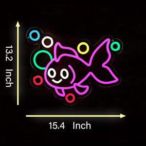 Dimmable USB LED Light Fish <span class=keywords><strong>Neon</strong></span> Sign Goldfish Décoration murale pour la maison Décorations pour bar Salle de jeux Man Cave Garage-Cadeau parfait - Product Image 3