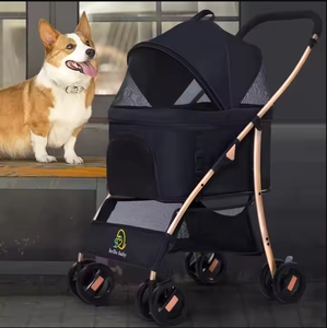 Sıcak satış evcil hayvan arabası arabası lüks 4 tekerlekler kediler sepeti tasarımcı köpek pet fincan tutucu arabası ile pram köpekler ve kediler için - Product Image 2