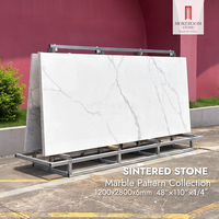 Dalles de pierre frittée STATUARIO ORO 1200x2800mm, grand format, personnalisables, en marbre artificiel blanc pour murs et sols d'hôtels et villas