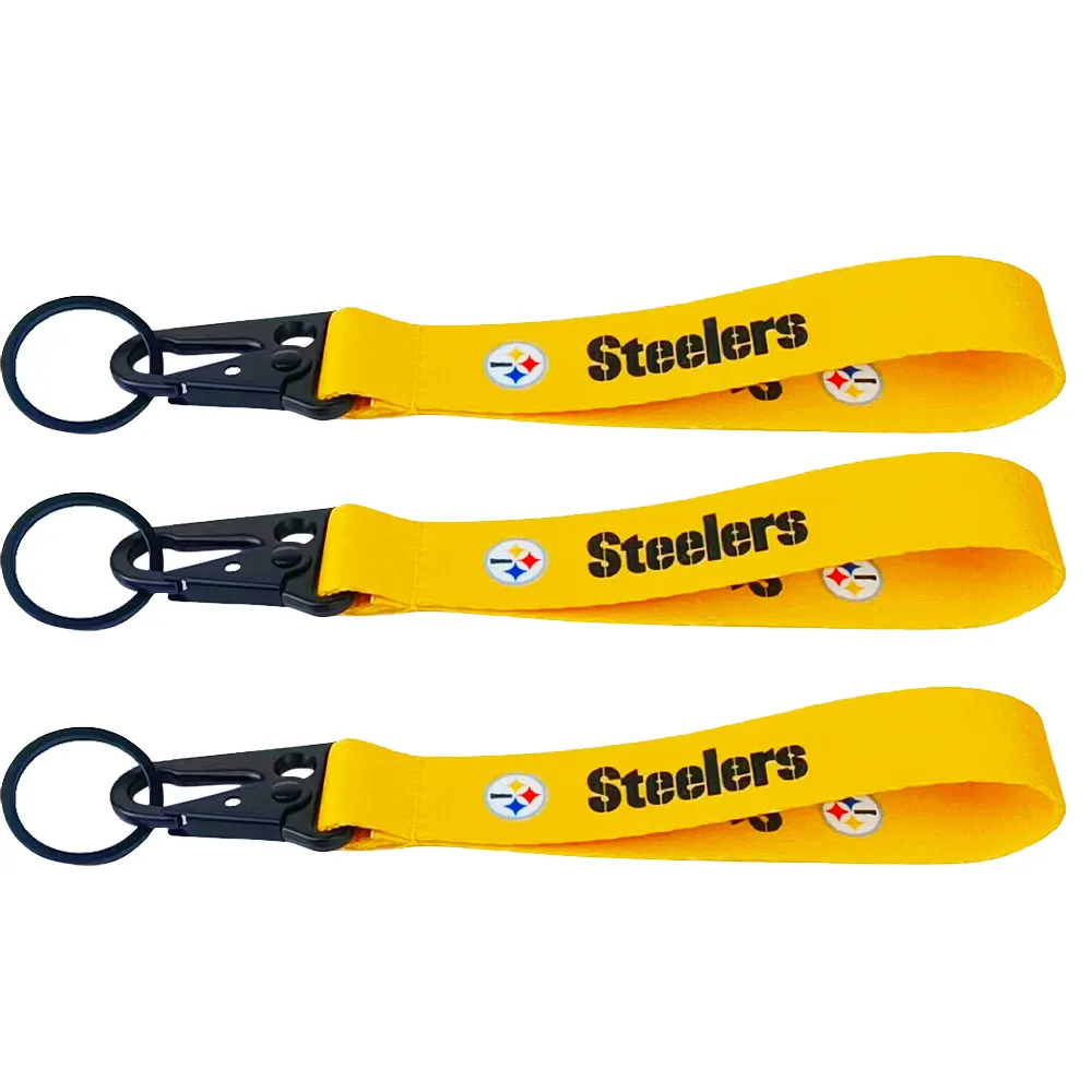 Custom pittsburg steelers nfl Football short lanyard cute car keychain Wrist Strap Gift