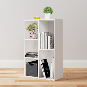 Contemporary 5 Cube Organizer Bookcase, Storage <b>Shelves</b>, Book Shelf, White - Product Image 2