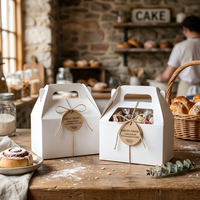 Boîtes à poignée en papier blanc écologiques, multi-usages, professionnelles et personnalisées pour les projets d'emballage de boulangerie et de confiserie de haute qualité