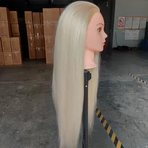 Head With Long Hairs Mannequin Straight Training Head With Thick Hairs Practice Makeup Hairdressing Mannequin Dolls Styling