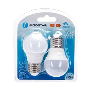 Lampadina LED G45 E27 4W - Confezione da 2, luce efficiente, a basso consumo, ideale per illuminazione generale e decorazione in casa. - Product Image 2