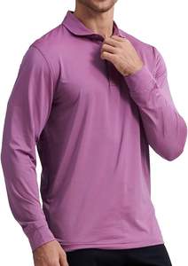 Taille XL pour hommes coupe régulière à manches longues respirant pour les chemises tissu tricoté décontracté à col et à séchage rapide avec imprimé à rayures - Product Image 4