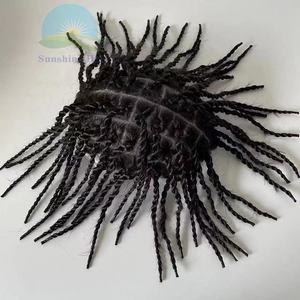 วิกผมถักโครเชต์แบบ Afro Kinky Twist เนื้อนุ่มลื่น  วัสดุ PU  สำหรับผู้ชาย  ผมแท้ Remy ของอินเดีย - Product Image 3