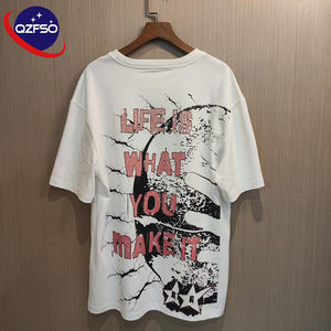 Qzfso เสื้อยืดพิมพ์ลายโอเวอร์ไซส์สำหรับผู้ชายเสื้อยืดลายกราฟิกผ้าฝ้ายบ็อกซี่แบบปรับแต่งได้ - Product Image 2