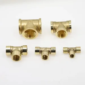 Copper Tube Fittings Tee Female /Male /Female 1/8" 1/4" 3/8" 1/2" Thread Brass Coupler Connector Fittings gas water oil adapter