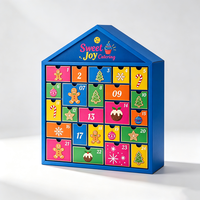 Boîte cadeau calendrier de l'avent personnalisée en forme de maison avec 24 mini-tiroirs, impression colorée de Noël pour l'emballage de biscuits et de bonbons