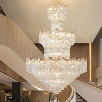 Lustre en cristal de fer de luxe européen, hauteur réglable au milieu, pour salon, restaurant, duplex, villa, escalier d'hôtel, élégant