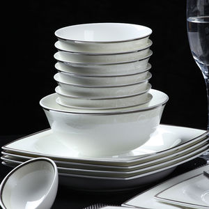 Juego de Vajilla de Porcelana de 60 Piezas, Estilo Simple y Romántico Plateado, para Decoración del Hogar, Comedor - Product Image 3