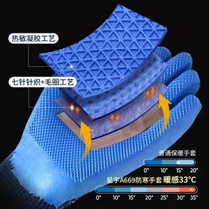 Guantes de Trabajo Starry Sky 300FM385A669FDZ-001, Resistentes al Frío, Cálidos, Antideslizantes, Texturizados, de Seguridad, Naranja, Azul, Gris - Product Image 4