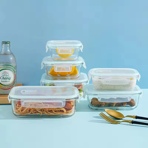 <b>Stackable</b> Wholesale Kitchen Microwavable Airtight High Borosilicate Lunch Box Glass for <b>Food</b> <b>Storage</b> <b>Container</b> with Locking Lid - Product Image 1