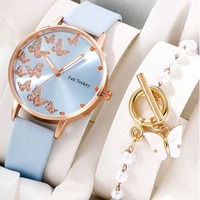 En Gros Montre-Bracelet Classique Tendance Bracelet Papillon Perle Bijoux Femme Cadeau Montres Quartz Set pour Dames
