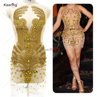 WDP-245 Keering Store-vestido de baile de graduación para mujer y niña, apliques de diamantes de imitación dorados, novia, novedad de 2022