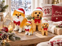Ensemble de 4 figurines de chiens de Noël en résine peintes à la main, paire de chiens Corgi avec chapeau de Père Noël et écharpe, décoration de maison pour les fêtes