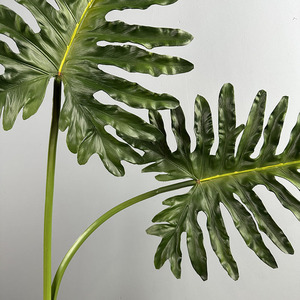 Hoja Artificial de Filodendro de PU de 90cm x 69cm, Hoja Falsa de <span class=keywords><strong>Xanadu</strong></span>, Tallo de Vegetación Tropical para Florero de Piso, Decoración de <span class=keywords><strong>Hotel</strong></span> y Bodas - Product Image 3