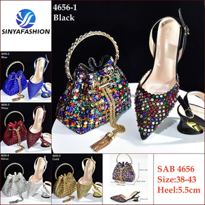 Bolso de zapatos de alta calidad de estilo más nuevo, conjunto de zapatos de mujer con piedras de <span class=keywords><strong>lentejuelas</strong></span> con cuentas, conjunto de zapatos y bolsos para fiesta de boda - Product Image 6