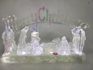 Vente en gros de figurines de la Nativité religieuse en acrylique avec éclairage LED, ensemble de 9 pièces de la Sainte Famille, figurines de Noël avec stade en acrylique - Product Image 3