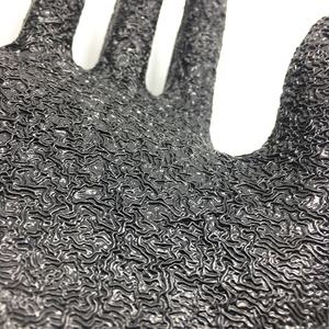 Guantes de trabajo de seguridad laboral de poliéster reforzado con dedos recubiertos de látex arrugado - Product Image 4