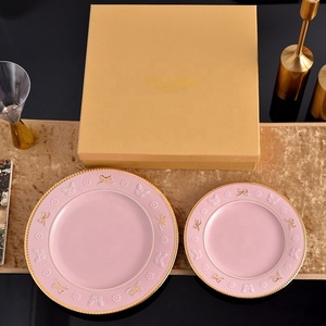 Luxury Tableware Hand Painting Fine Bone China <b>Plate</b> Golden <b>Ceramic</b> Round <b>Plates</b> - Product Image 4