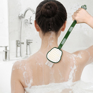Three In One <b>Long</b> <b>Handle</b> Bath <b>Brush</b> Soft Bristle Back Scrubber Massage Shower <b>Brush</b> Oval Shape PP Material - Product Image 4