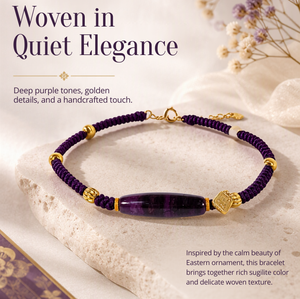 Bracelet tressé de haute qualité unisexe en <span class=keywords><strong>Sugilite</strong></span>, pour la méditation spirituelle, réglable, en corde fine tressée, Pulsera - Product Image 2