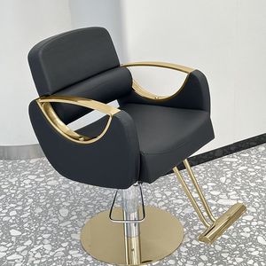 Nueva Silla de Barbero Moderna Blanca de Hierro Electrochapado para Corte y Peinado de Cabello, Puede Colocarse Boca Abajo - Product Image 6