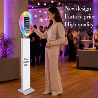 Photomaton rond pour iPad avec coque, machine verticale pour mariages et événements, 1 à 5 personnes, avec anneau lumineux, équipement de location
