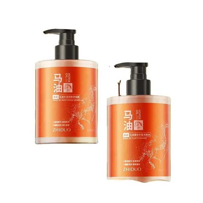 ZHIDUO OEM 개인 상표 영양 말 오일 추출물 상쾌한 오일 제어 깊은 보습 샤워 젤 샴푸