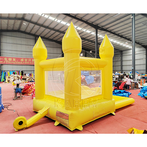 Château gonflable jaune vif uni avec toboggan et piscine à balles, couleur unie, pour enfants, petit modèle, <span class=keywords><strong>location</strong></span> commerciale - Product Image 4