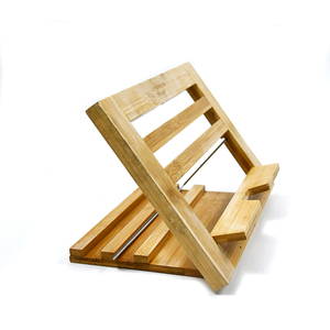 Portable Foldable Bamboo Cookbook Holder with Sturdy Metal Reading Stand Home Office <strong>Bookend</strong> for Desktop &amp; Drawer Organization - Product Image 4