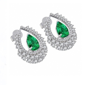 Pendiente en forma de gota de agua con piedras preciosas de laboratorio de plata 925 de nuevo diseño de Color verde y rojo - Product Image 5