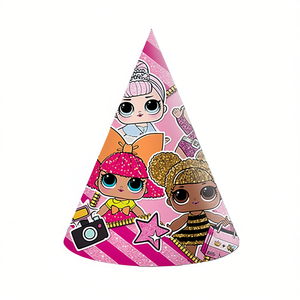 Chapeaux de fête Lol, 6 pièces, forme de cône, design à paillettes roses, pour la célébration d'anniversaire des enfants - Product Image 2