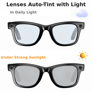 แว่นตาอัจฉริยะ AI กล้องคู่ 8MP บันทึกวิดีโอ 1200P <span class=keywords><strong>แปล</strong></span><span class=keywords><strong>ภาษา</strong></span>แบบเรียลไทม์ โทรออก รับสาย ฟังเ<span class=keywords><strong>พ</strong></span>ลง ควบคุมด้วยระบบสัมผัส - Product Image 2