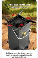 Réchaud à bois pliable ultra-portable : Brûleur à bois haute efficacité pour le camping hivernal, les pique-niques et les barbecues en plein air