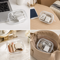 Sac de rangement portable mini transparent avec fermeture éclair - Organisateur de câbles peu encombrant pour écouteurs et chargeurs, polyvalent avec boucle porte-clés pratique